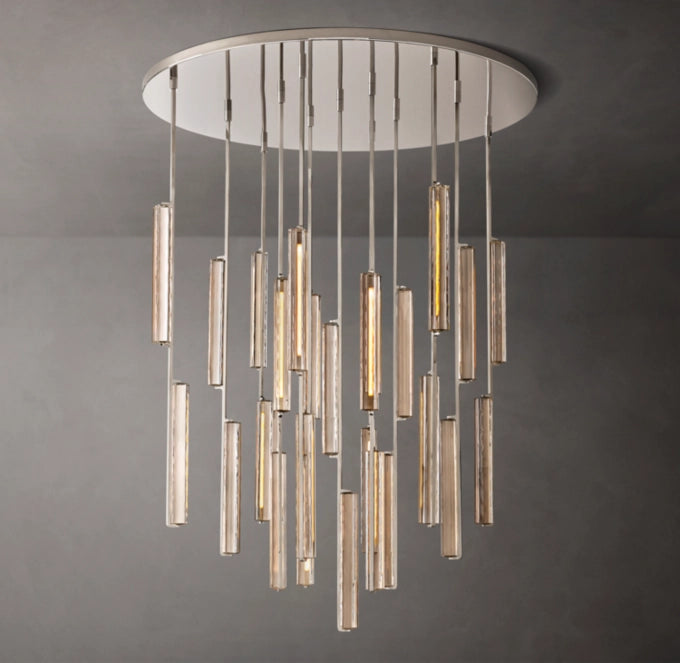 Grand Optical Crystal Column Chandelier