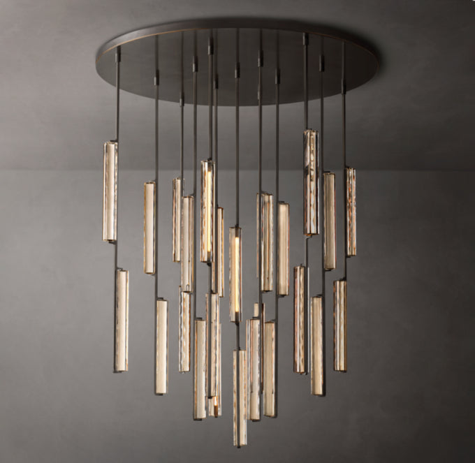 Grand Optical Crystal Column Chandelier