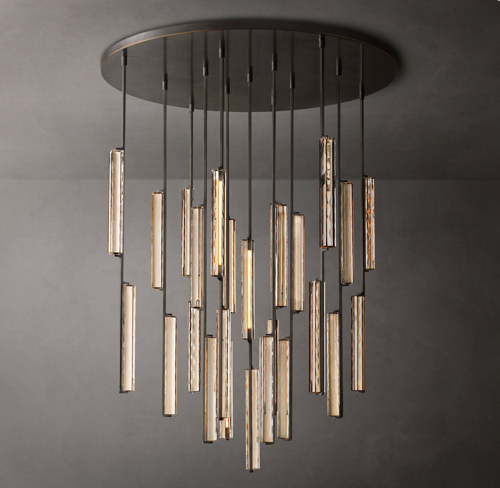 Grand Optical Crystal Column Chandelier