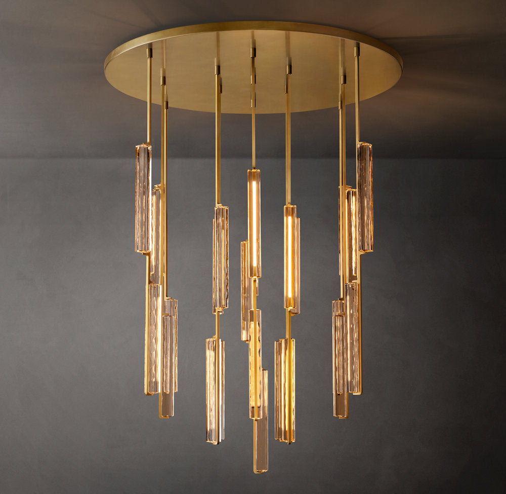 Grand Optical Crystal Column Chandelier