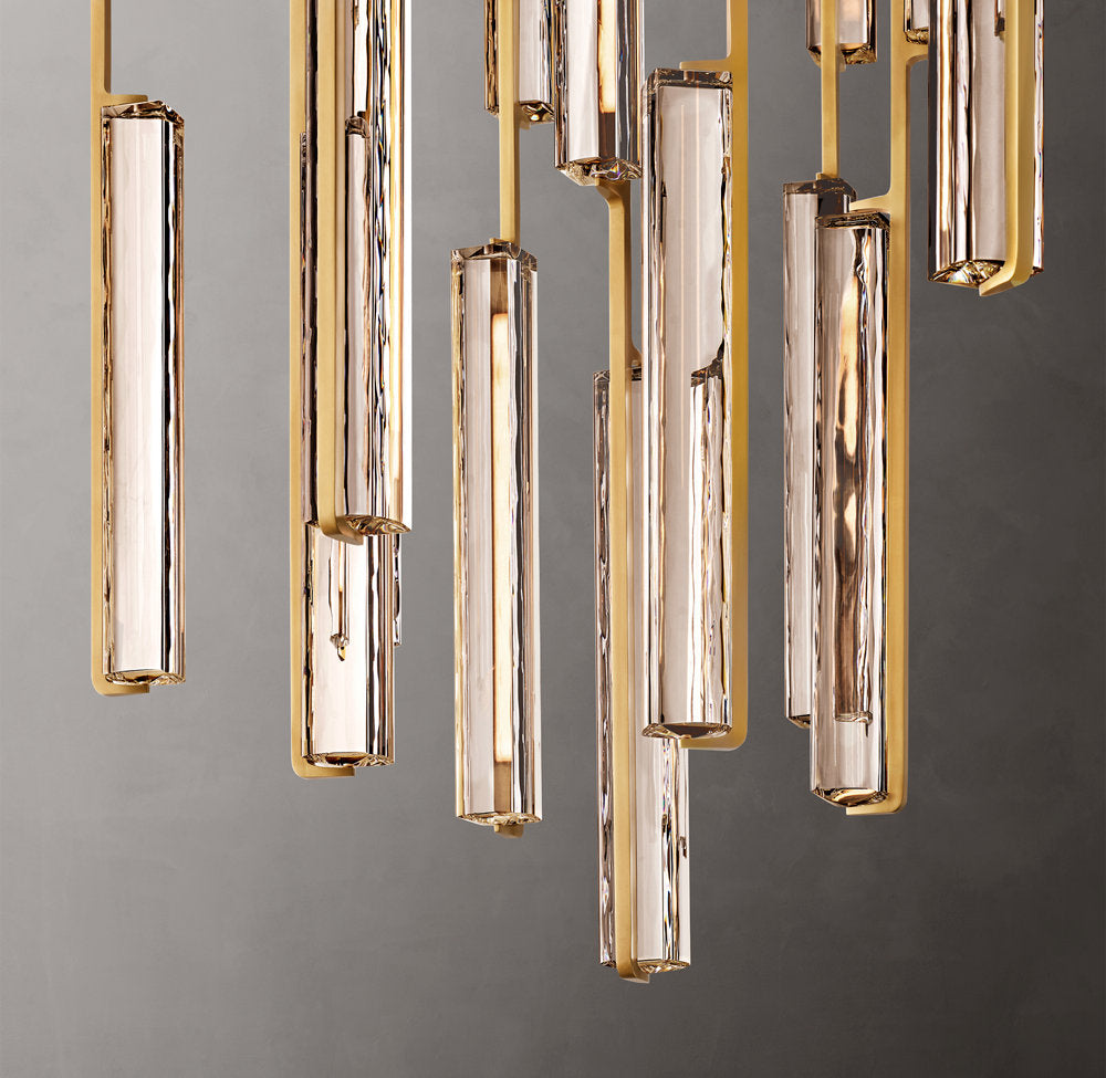 Grand Optical Crystal Column Chandelier