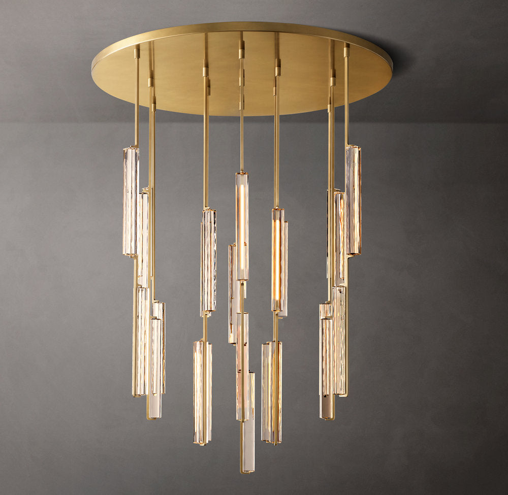 Grand Optical Crystal Column Chandelier