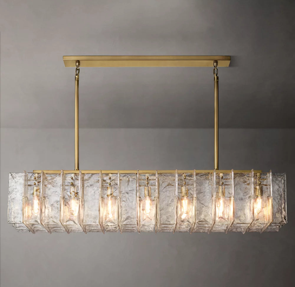 Grand Rippled Glass Island Chandelier