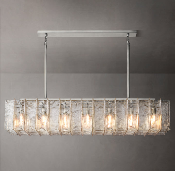 Grand Rippled Glass Island Chandelier