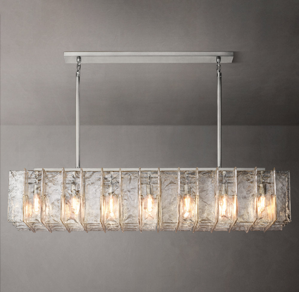Grand Rippled Glass Island Chandelier