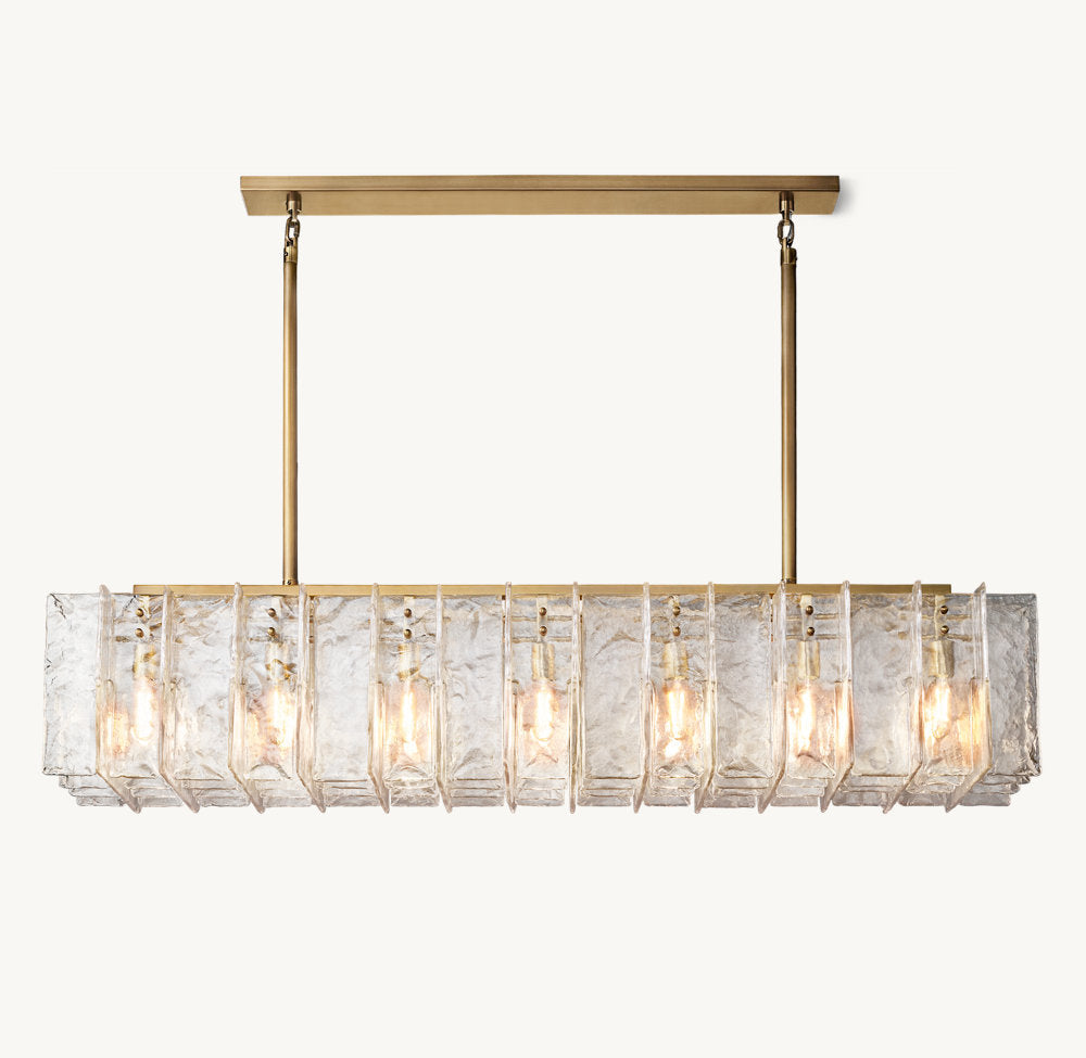 Grand Rippled Glass Island Chandelier