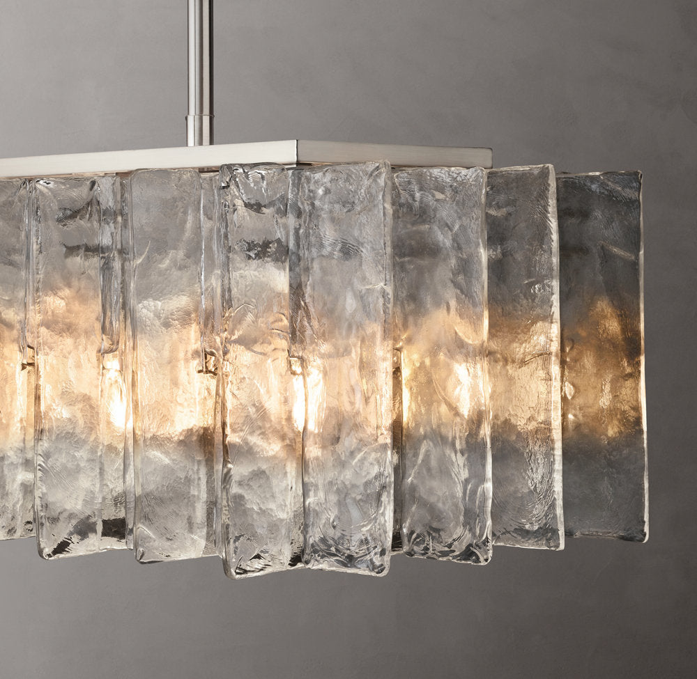 Grand Rippled Glass Island Chandelier