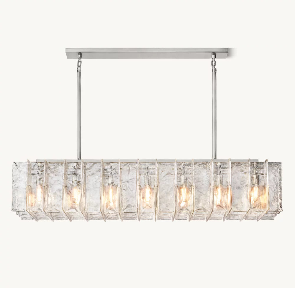 Grand Rippled Glass Island Chandelier