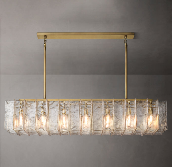 Grand Rippled Glass Island Chandelier