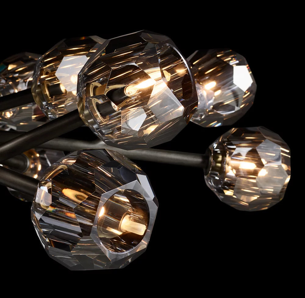 Grand Smoke Crystal Orb Chandelier