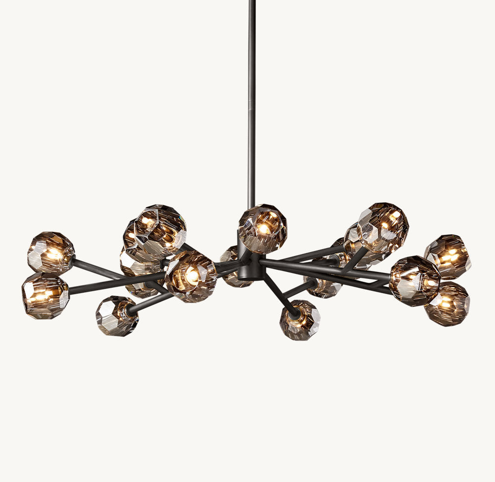 Grand Smoke Crystal Orb Chandelier