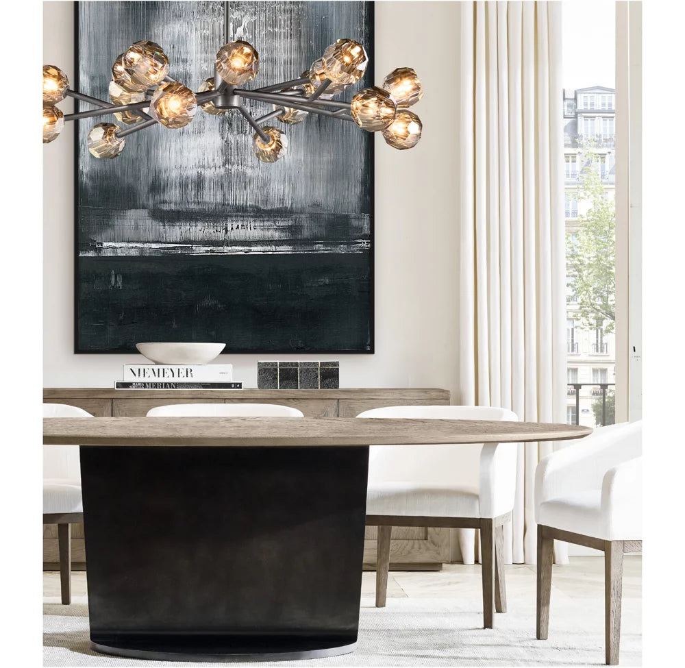 Grand Smoke Crystal Orb Chandelier