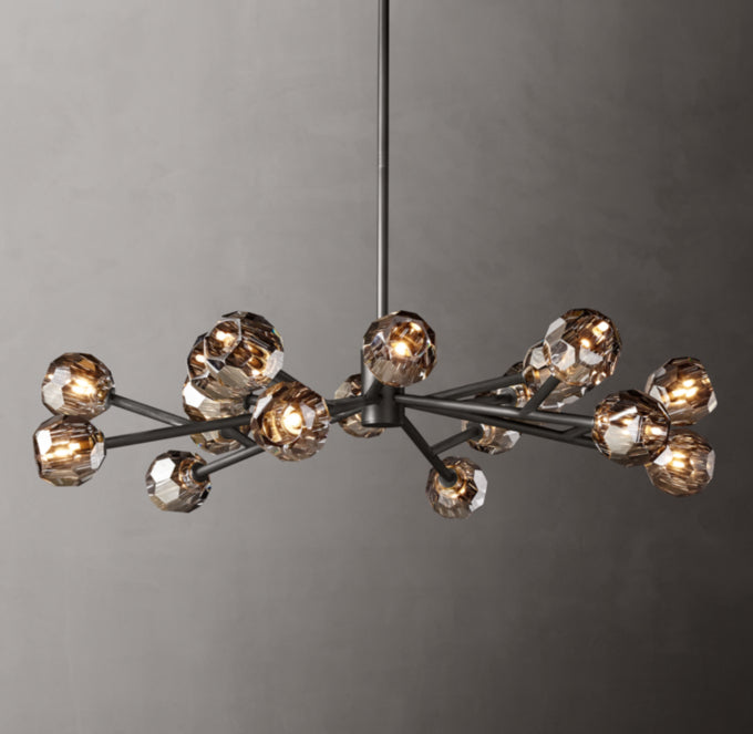 Grand Smoke Crystal Orb Chandelier