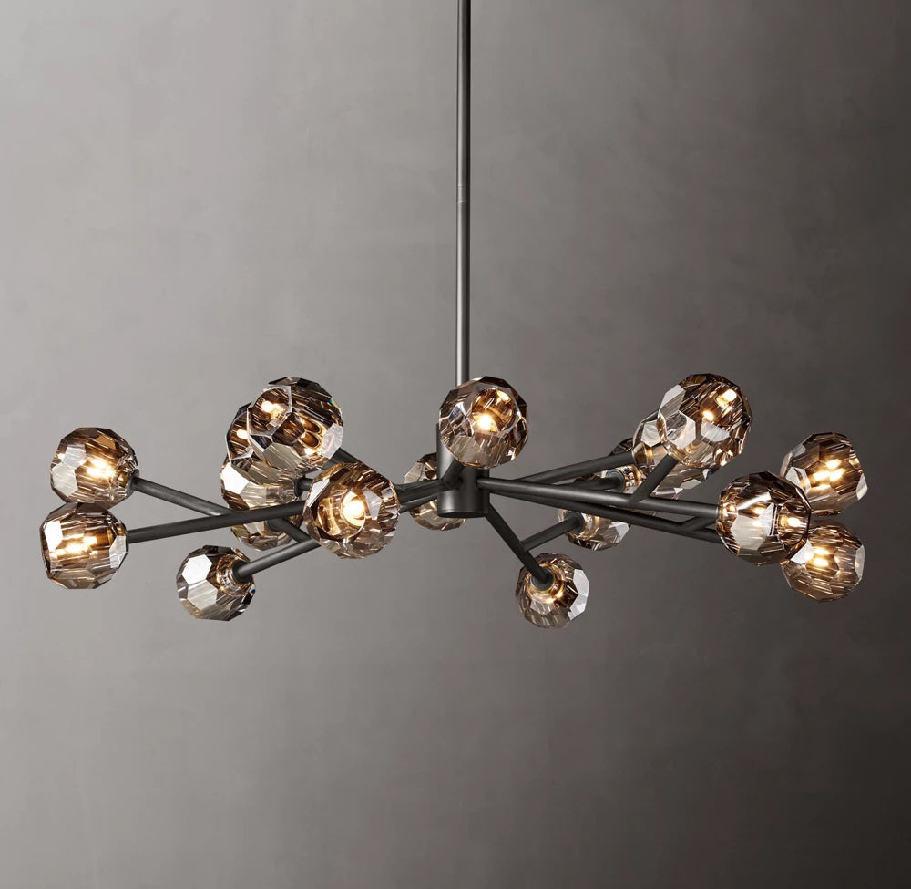 Grand Smoke Crystal Orb Chandelier