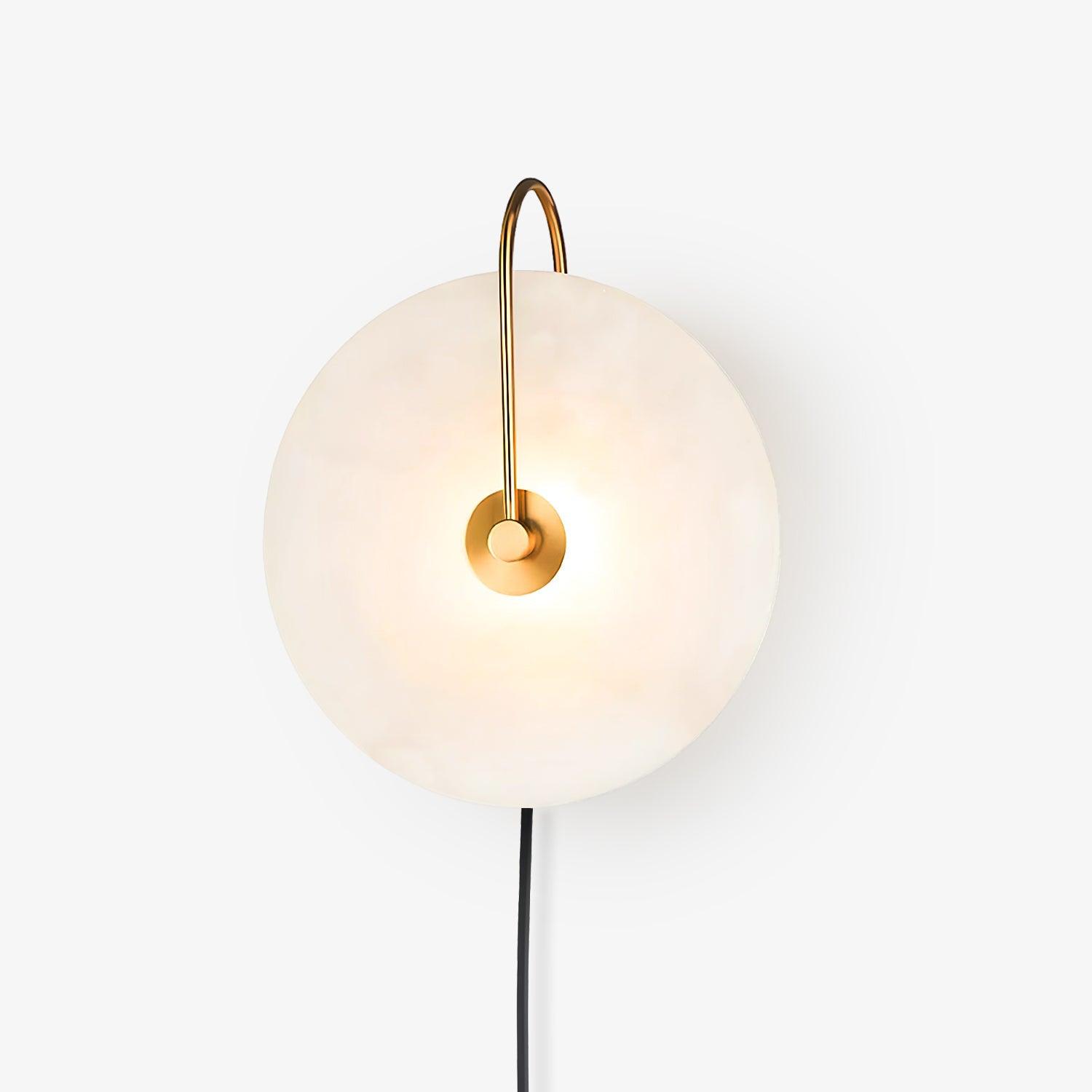 Halo Alabaster Plug-In Wall Light / ∅ 5.9″ / Dia 15cm / Black / US Plug