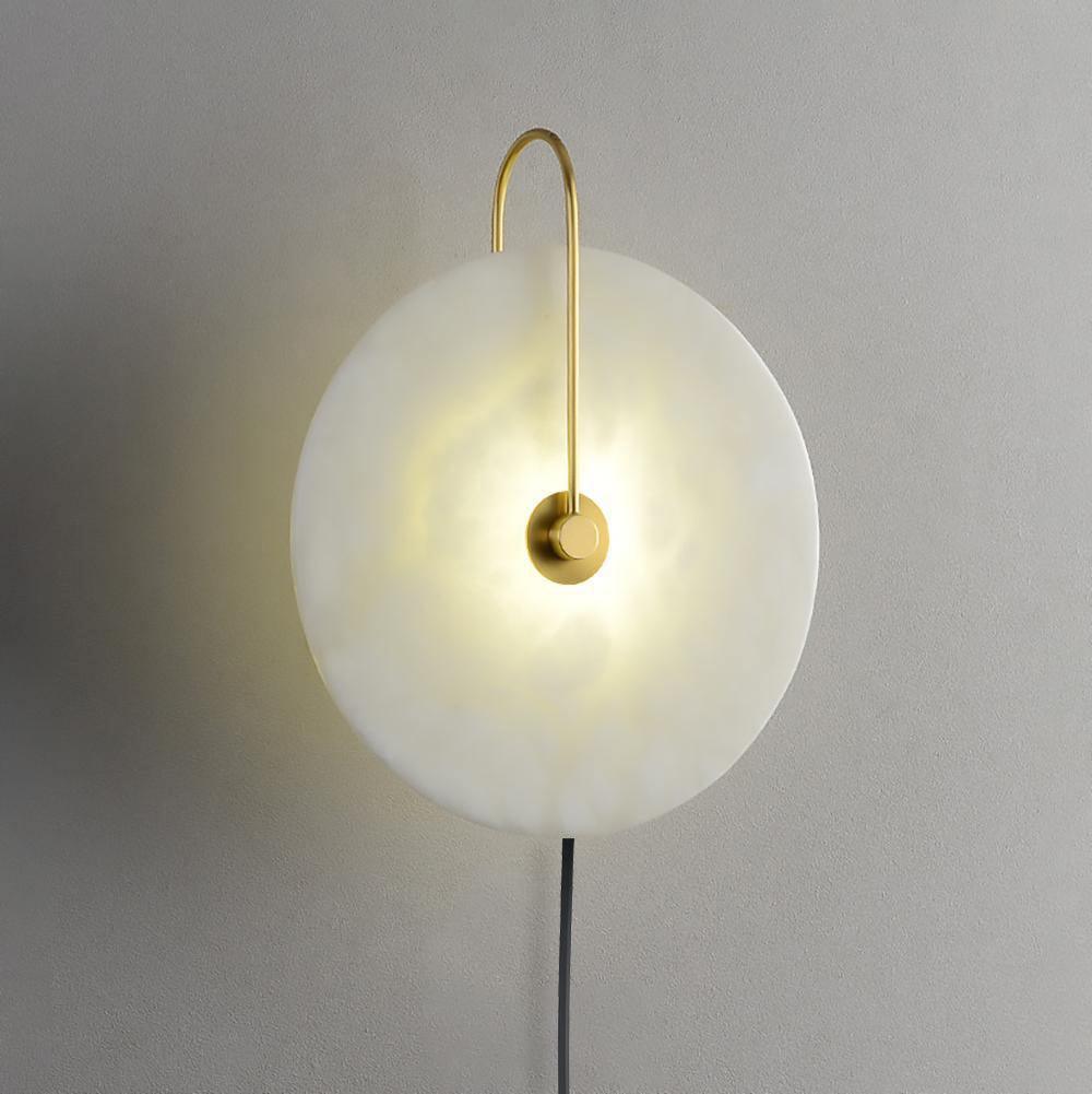 Halo Alabaster Plug-In Wall Light / ∅ 5.9″ / Dia 15cm Set Of 2 / Black / US Plug