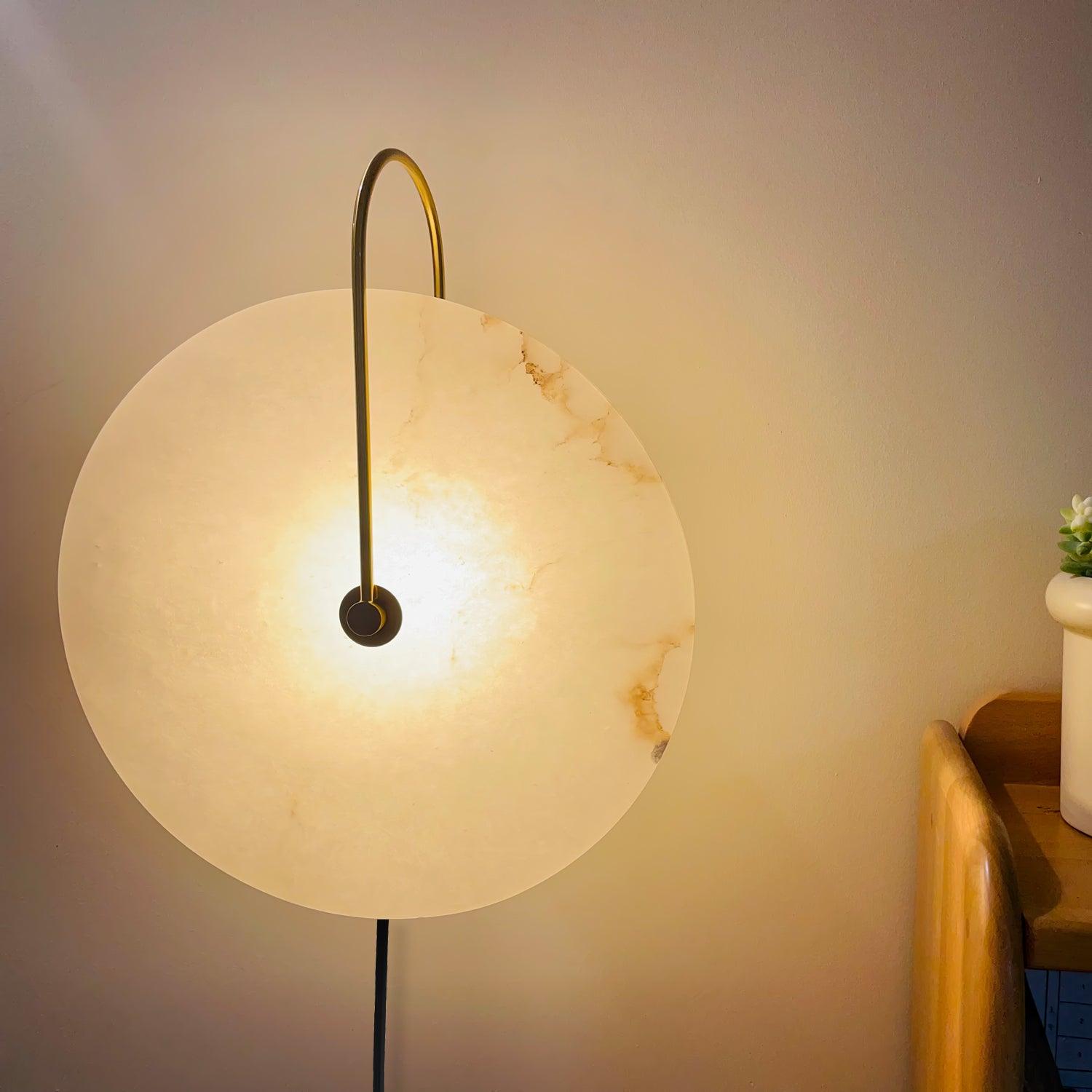 Halo Alabaster Plug-In Wall Light / ∅ 7.9″ / Dia 20cm / Black / US Plug