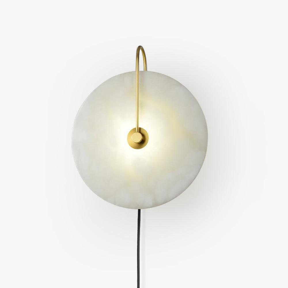 Halo Alabaster Plug-In Wall Light / ∅ 7.9″ / Dia 20cm / Black / EU Plug