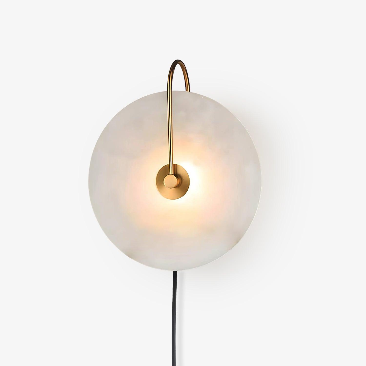 Halo Alabaster Plug-In Wall Light / ∅ 7.9″ / Dia 20cm / Gold / US Plug