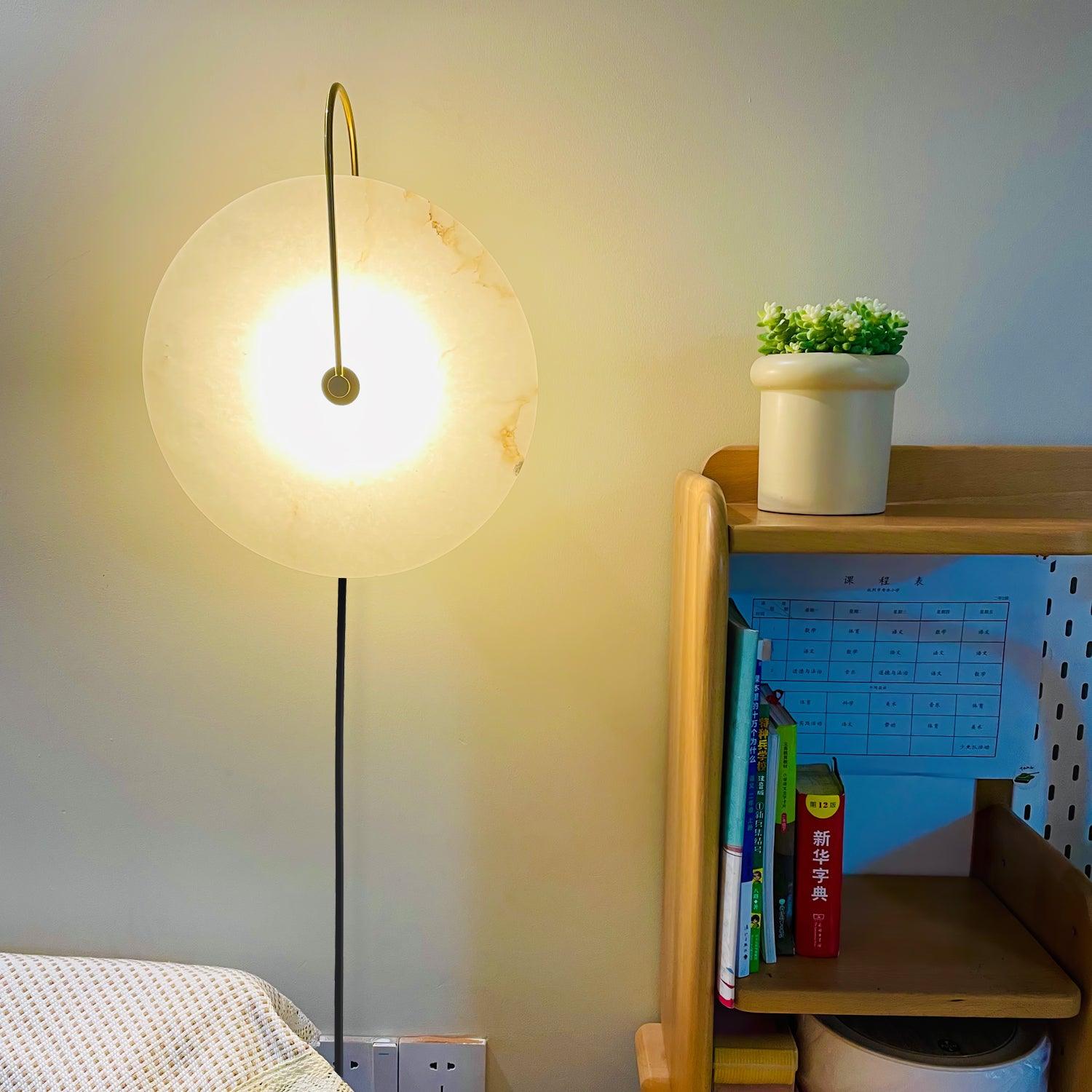 Halo Alabaster Plug-In Wall Light / ∅ 9.8″ / Dia 25cm / Black / US Plug