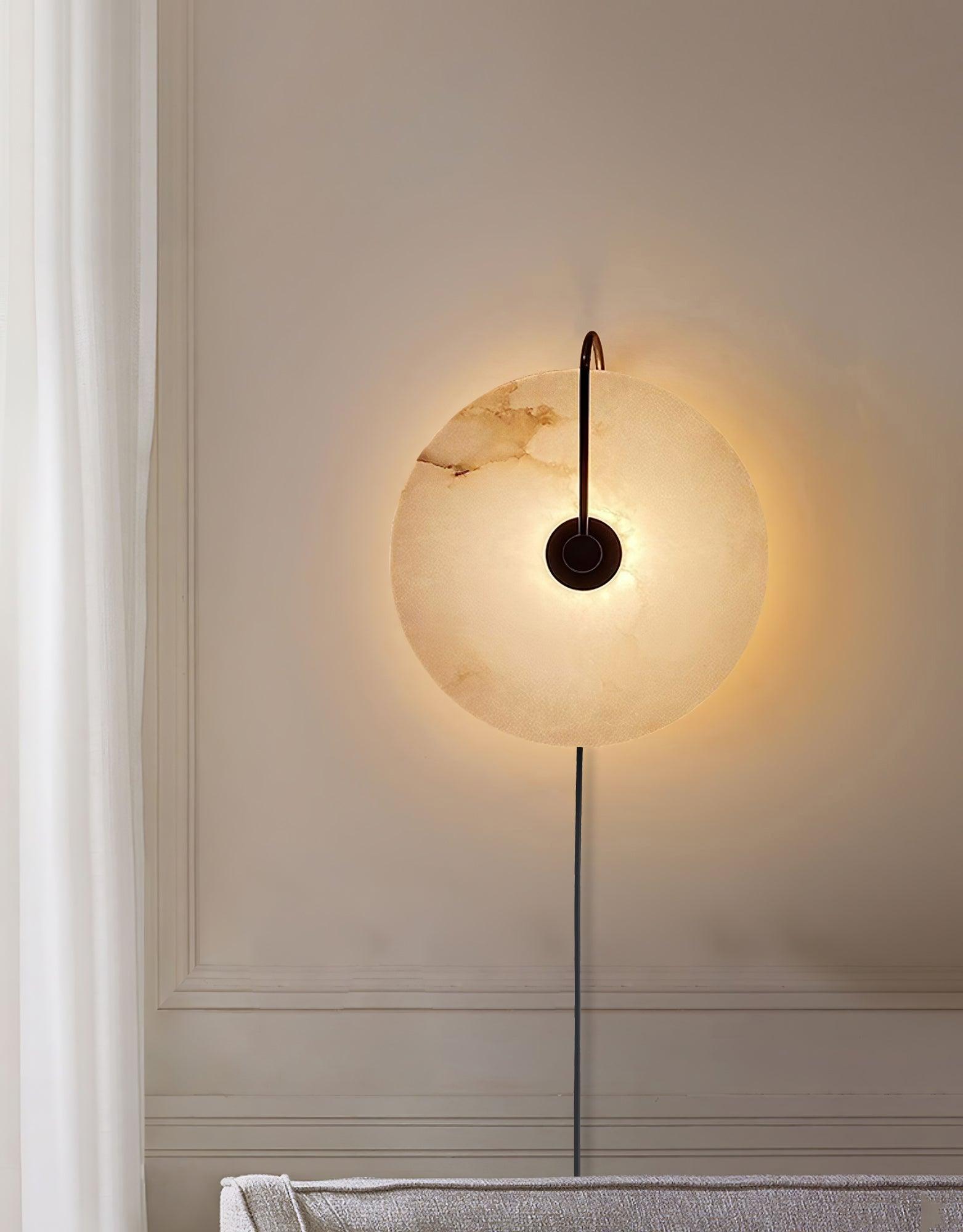 Halo Alabaster Plug-In Wall Light / ∅ 9.8″ / Dia 25cm / Black / AU Plug