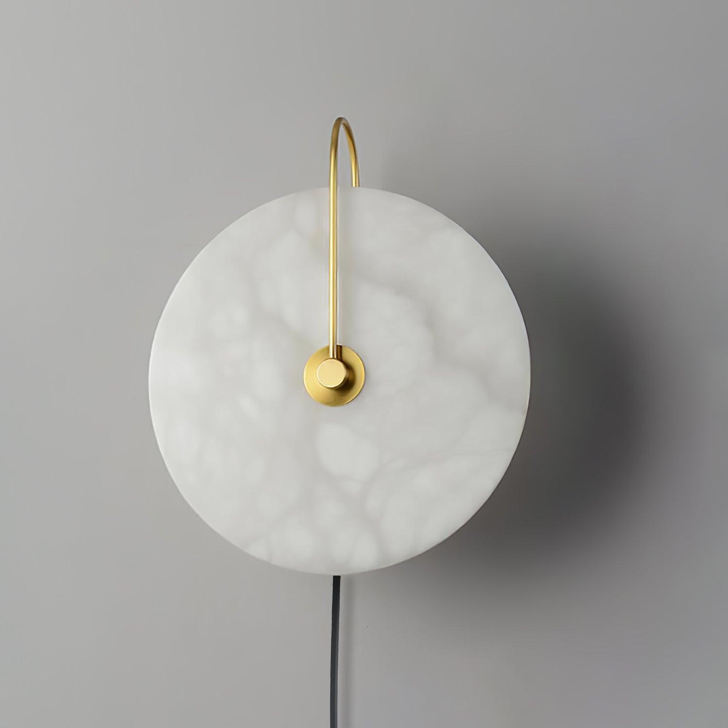 Halo Alabaster Plug-In Wall Light / ∅ 9.8″ / Dia 25cm / Black / EU Plug