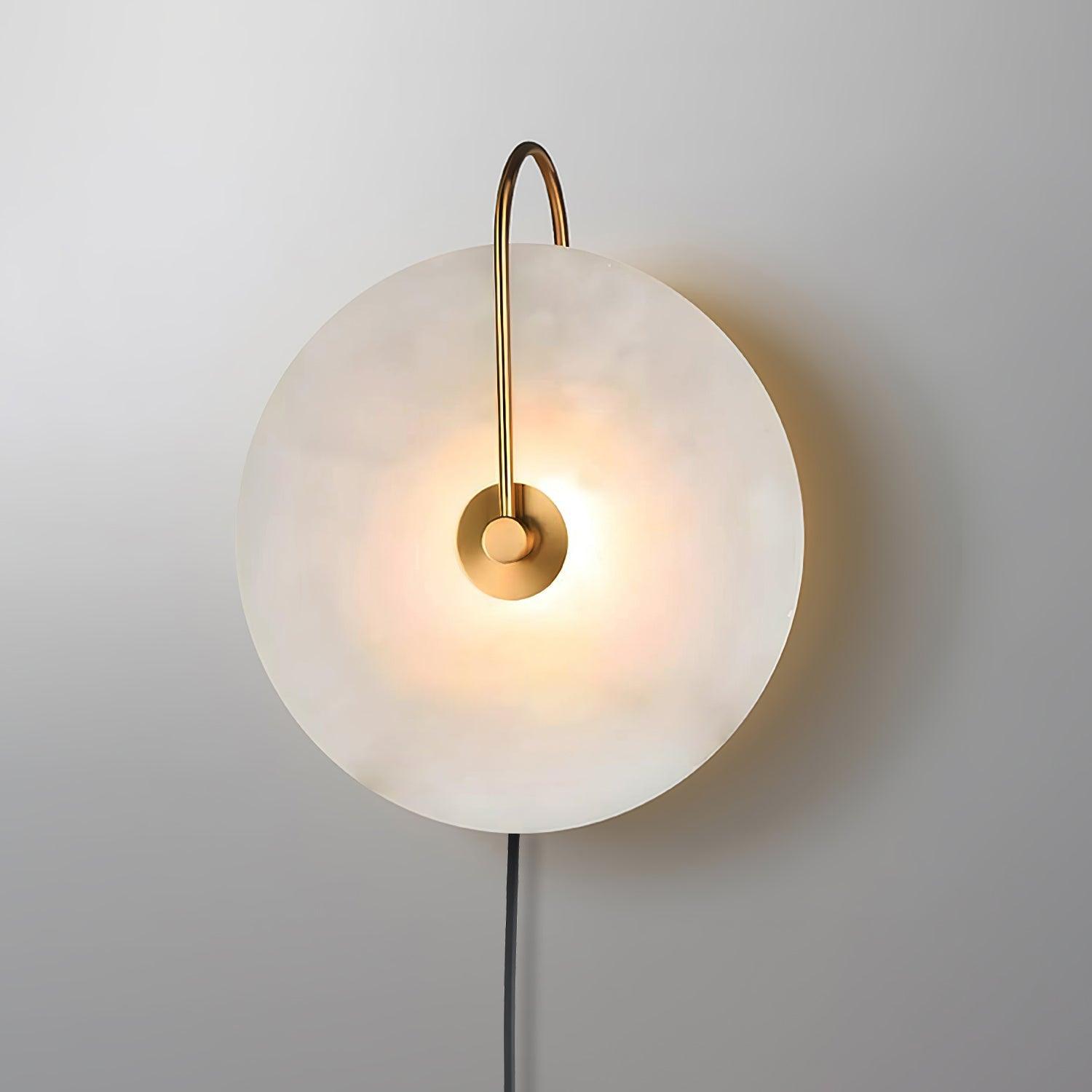 Halo Alabaster Plug-In Wall Light / ∅ 9.8″ / Dia 25cm / Gold / US Plug