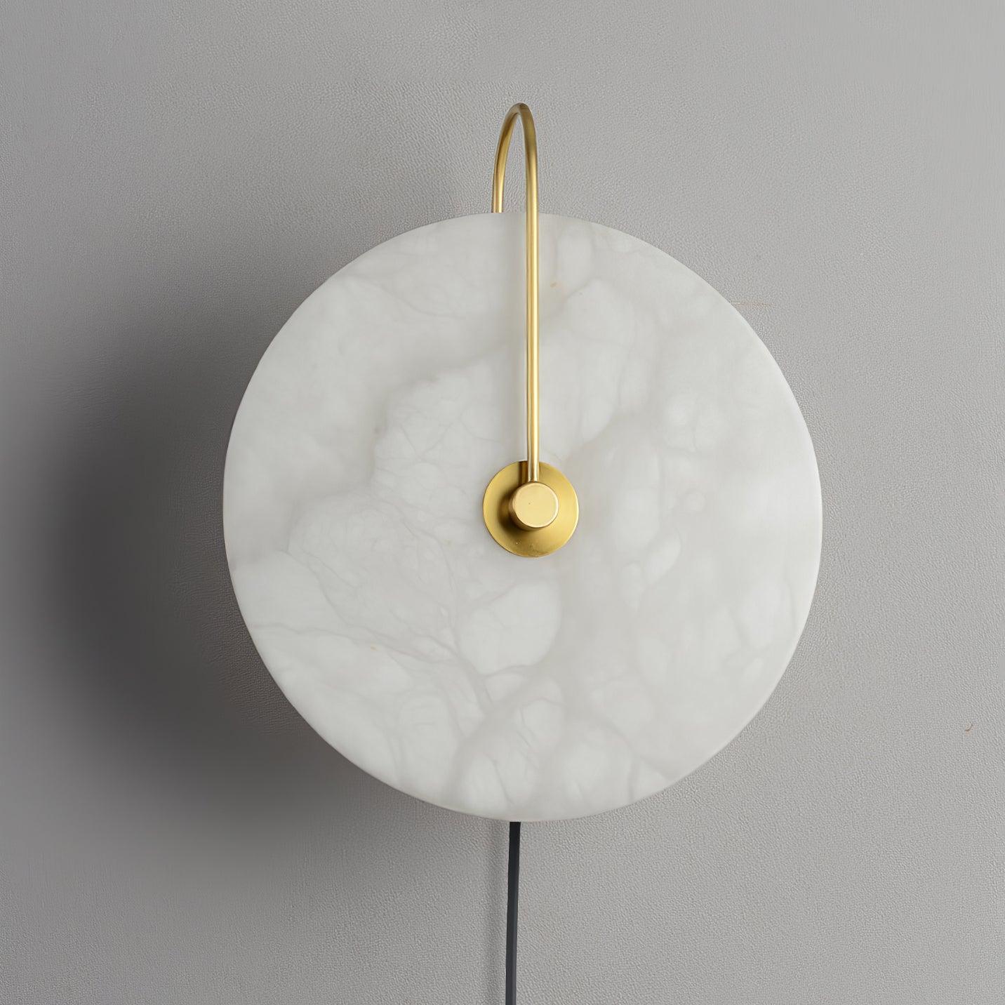 Halo Alabaster Plug-In Wall Light / ∅ 9.8″ / Dia 25cm / Gold / AU Plug