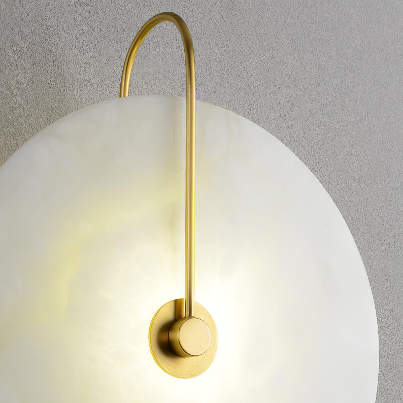 Halo Alabaster Plug-In Wall Light / ∅ 9.8″ / Dia 25cm / Gold / EU Plug