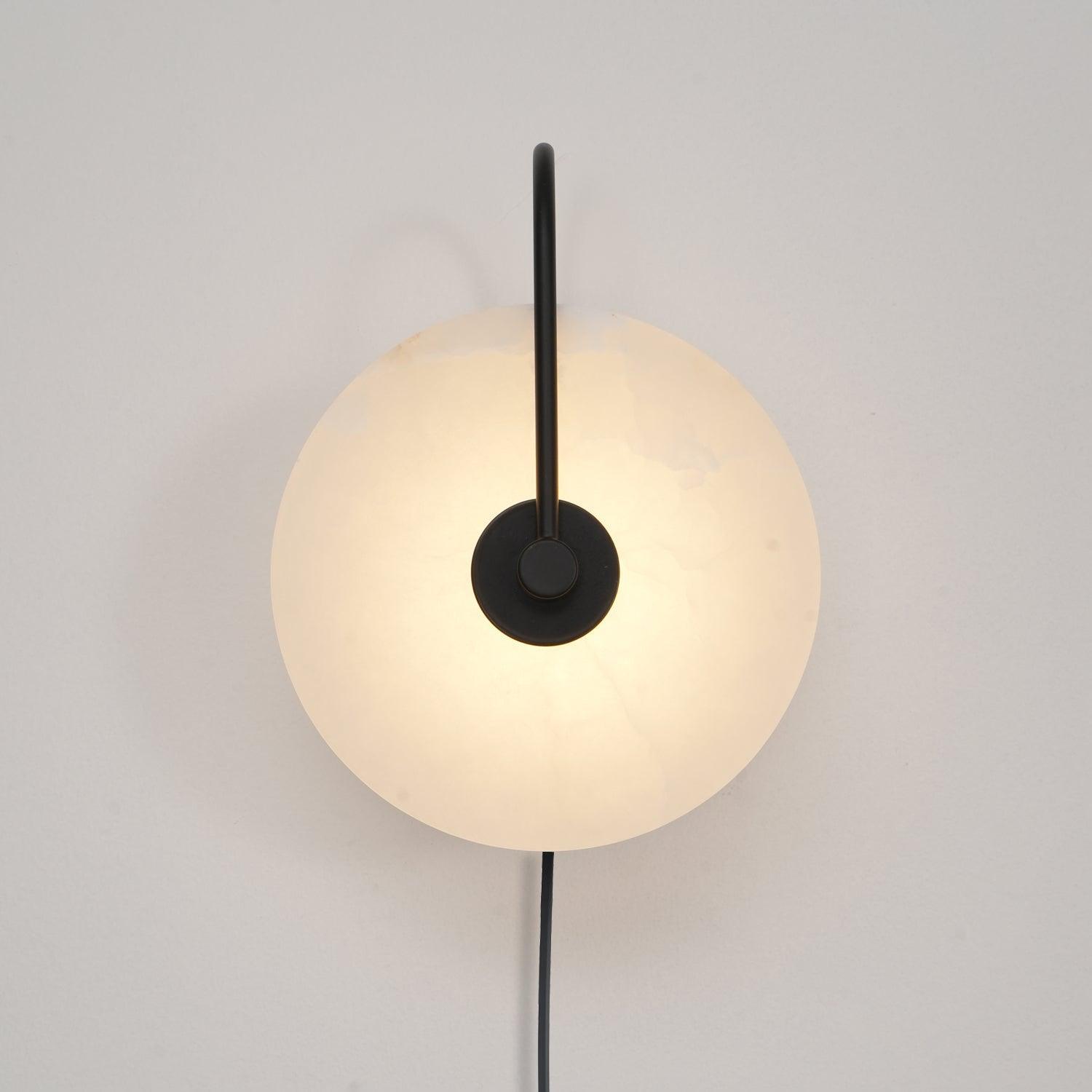 Halo Alabaster Plug-In Wall Light / ∅ 11.8″ / Dia 30cm / Black / AU Plug