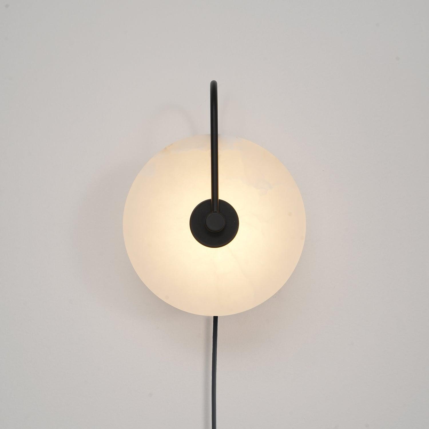 Halo Alabaster Plug-In Wall Light / ∅ 11.8″ / Dia 30cm / Black / EU Plug