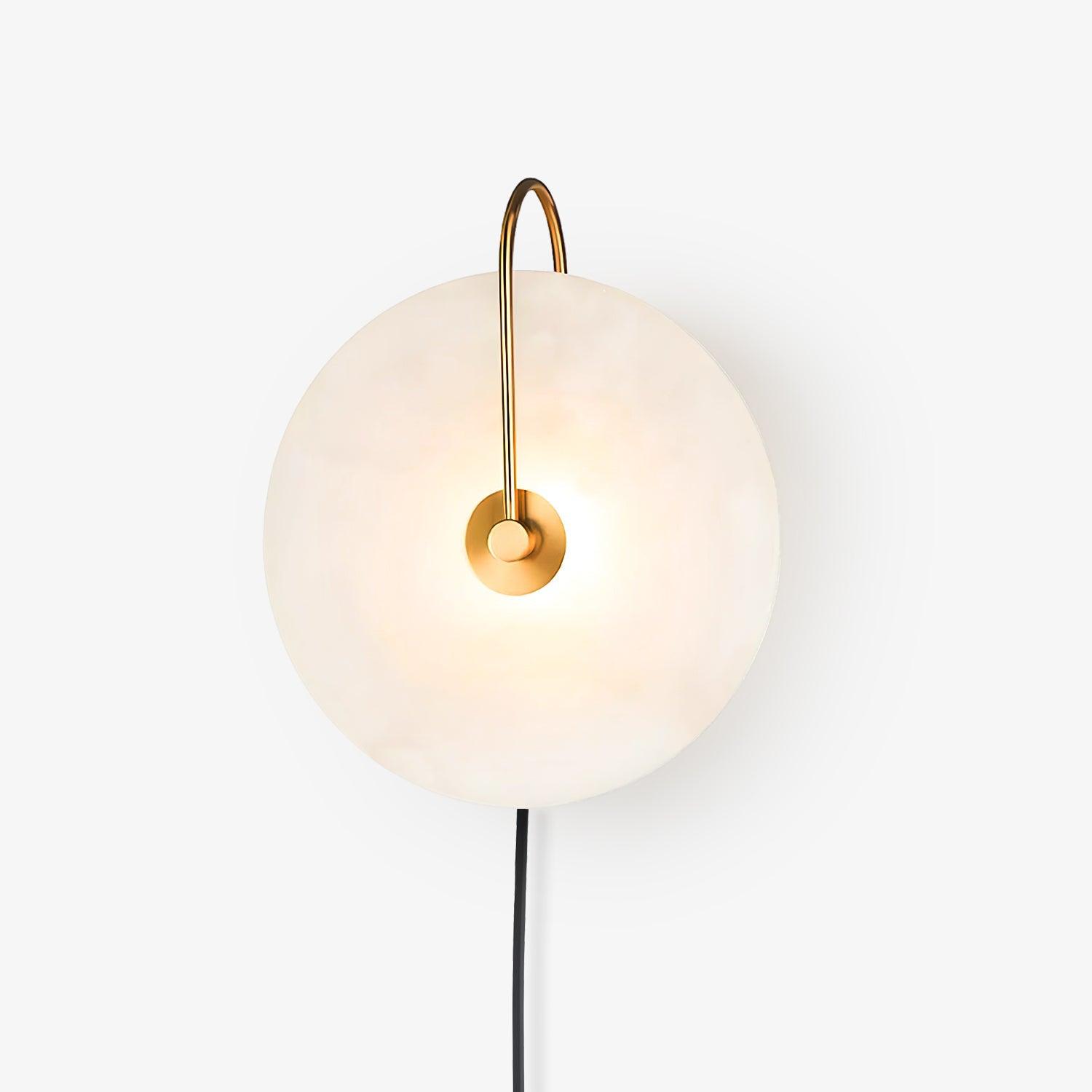 Halo Alabaster Plug-In Wall Light / ∅ 11.8″ / Dia 30cm / Gold / UK Plug