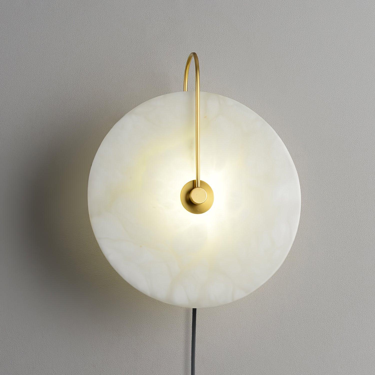 Halo Alabaster Plug-In Wall Light / ∅ 11.8″ / Dia 30cm / Gold / EU Plug