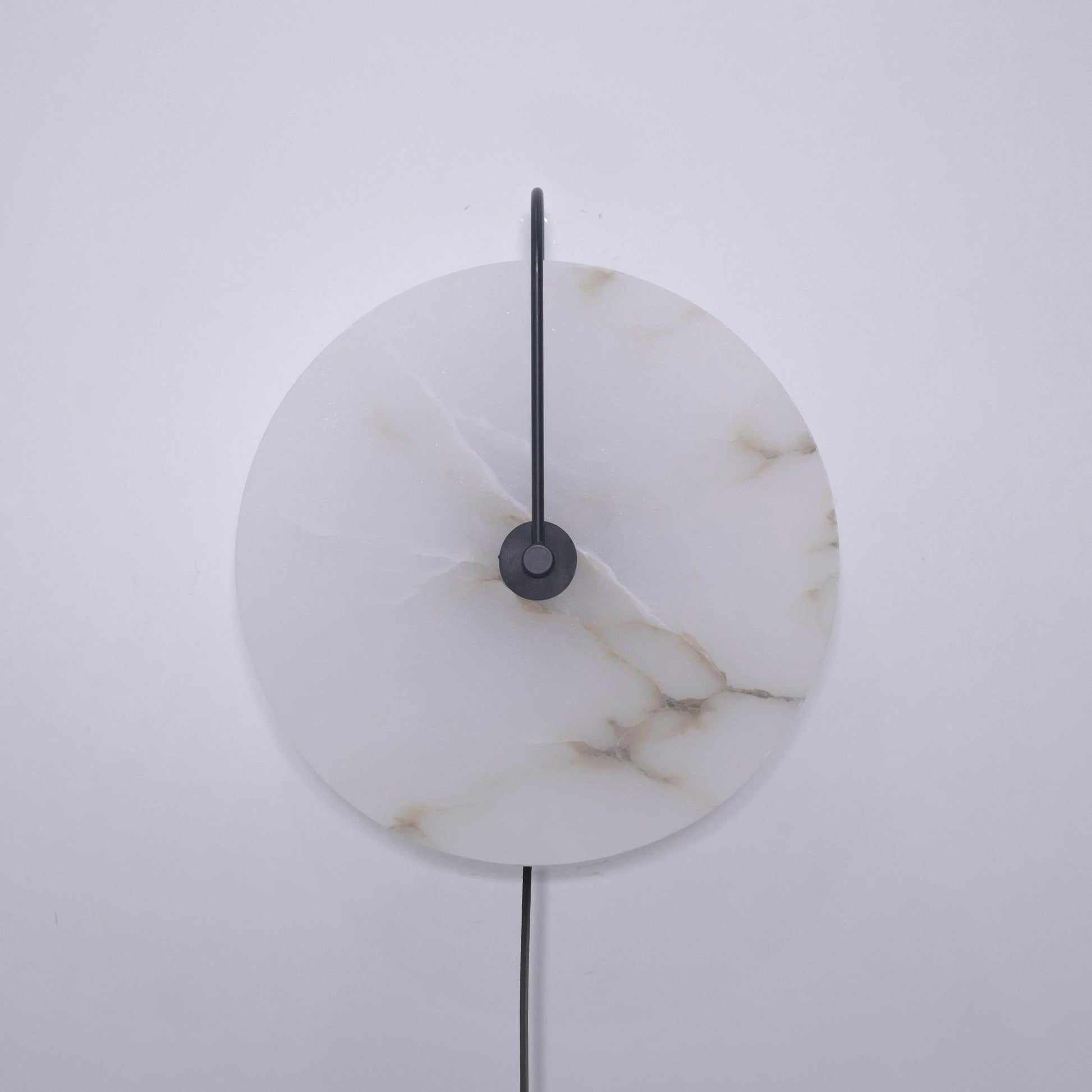 Halo Alabaster Plug-In Wall Light / ∅ 5.9″ / Dia 15cm Set Of 2 / Black / UK Plug