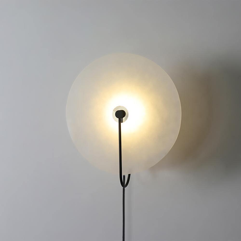 Halo Alabaster Plug-In Wall Light / ∅ 5.9″ / Dia 15cm Set Of 2 / Black / AU Plug