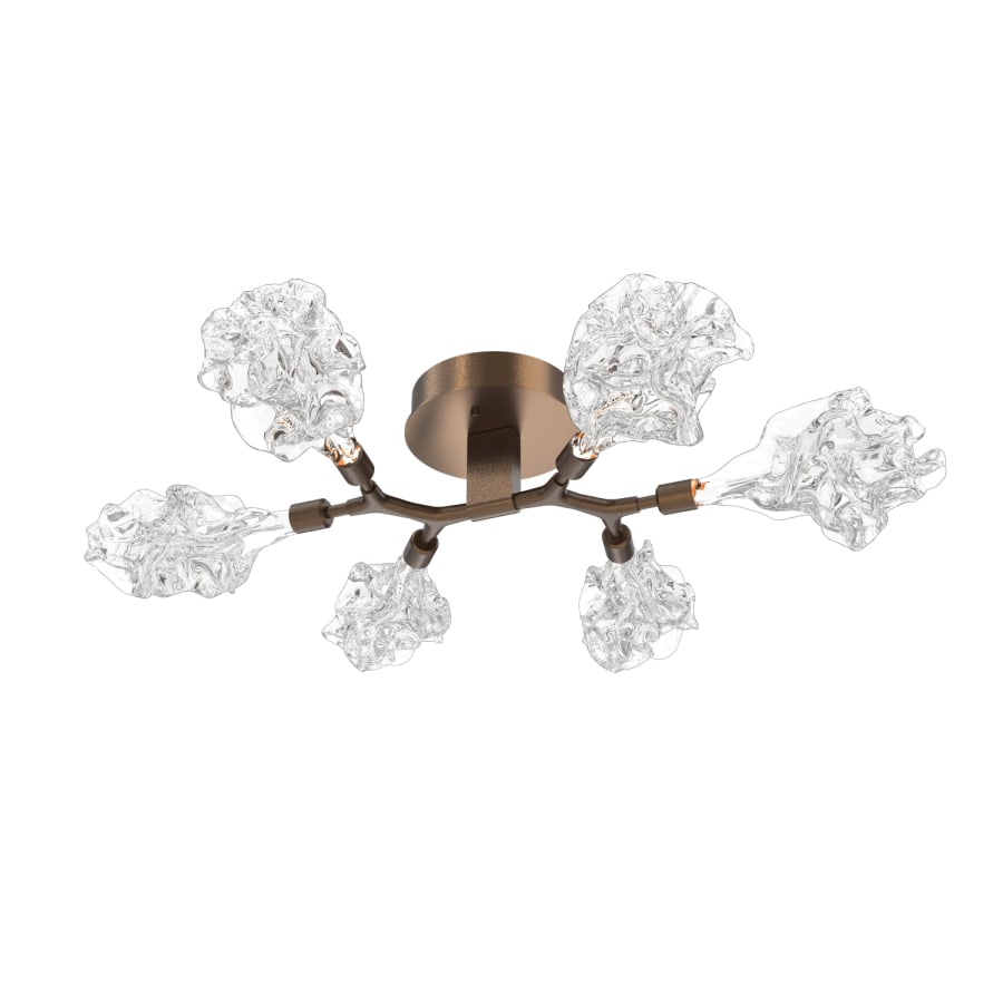 Hammerton Studio Blossom 32" Wide LED Semi-Flush Ceiling Fixture with Clear Blossom Blown Glass Shades