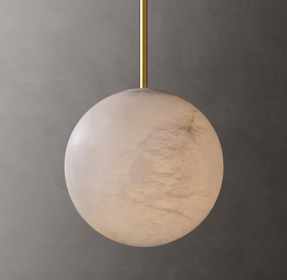 Hand-Carved Alabaster Orb Pendant