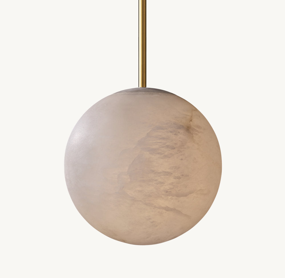 Hand-Carved Alabaster Orb Pendant