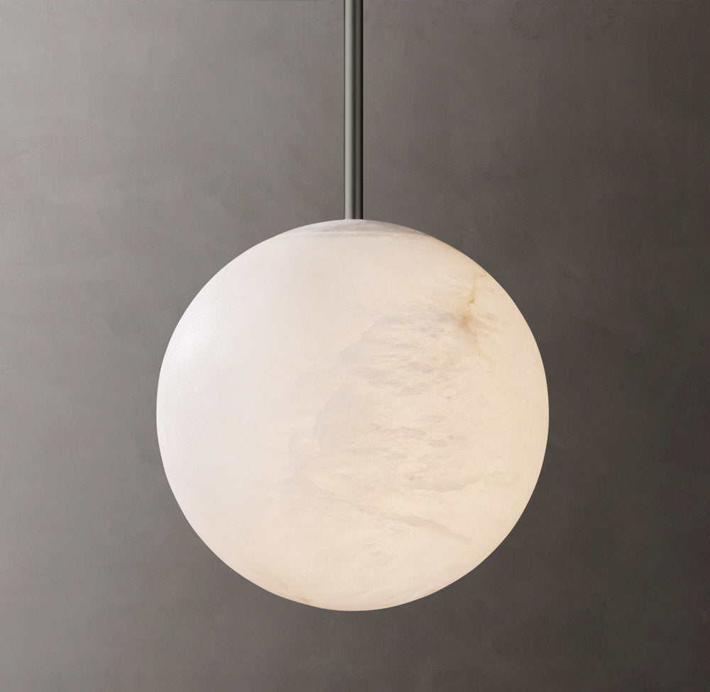 Hand-Carved Alabaster Orb Pendant