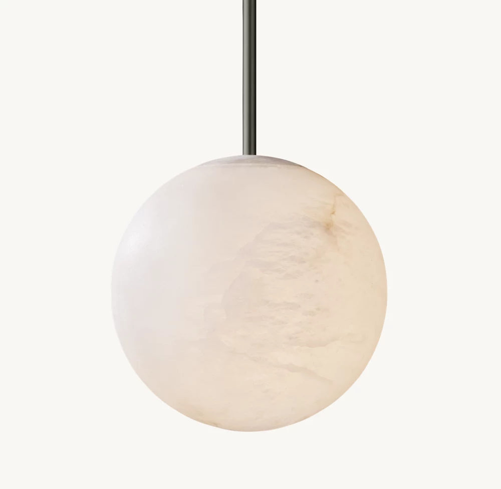 Hand-Carved Alabaster Orb Pendant