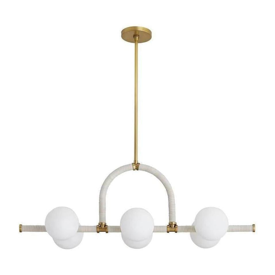 Harrison Six-Globe Architectural Linear Chandelier / Antique Brass