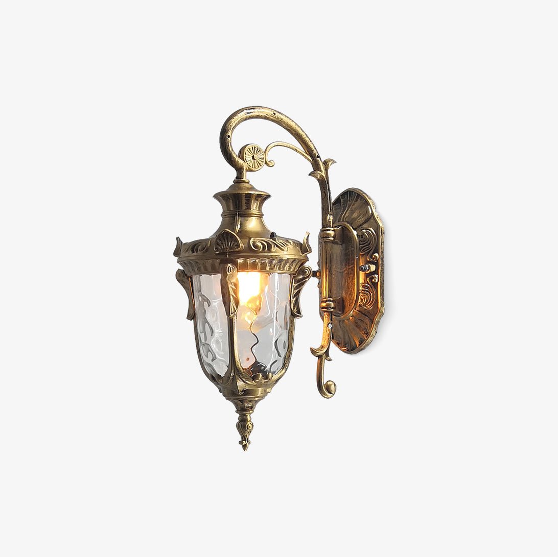Heritage Ribbed Glass Outdoor Wall Lantern / L 9.1” x W 6.3” x H 16.9” / Brass / Single