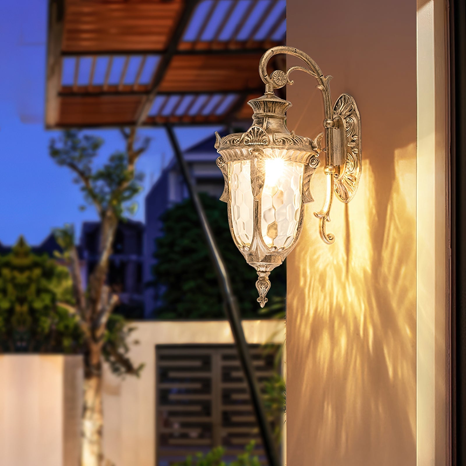 Heritage Ribbed Glass Outdoor Wall Lantern / L 9.1” x W 6.3” x H 16.9” / Brass / Set of 2