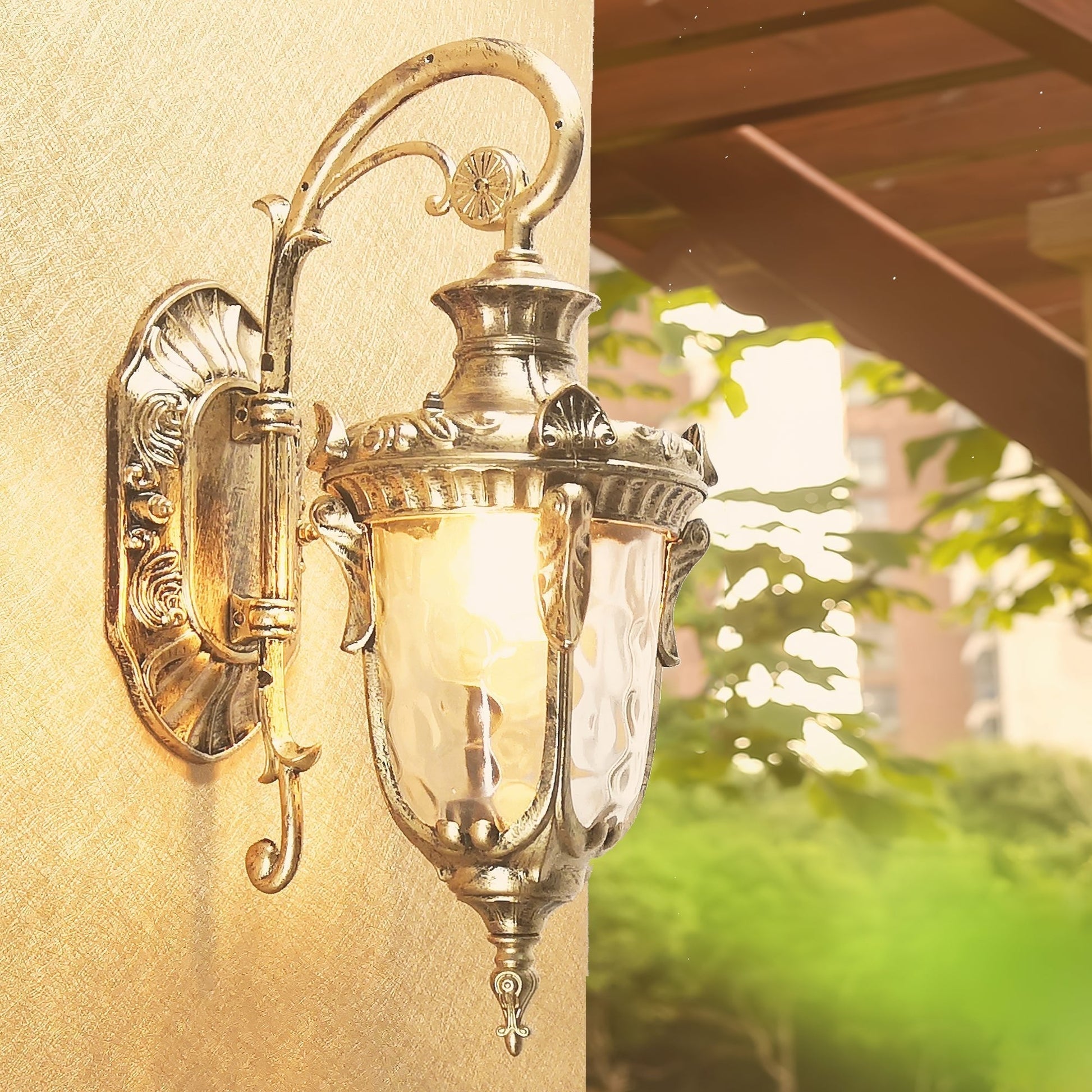 Heritage Ribbed Glass Outdoor Wall Lantern / L 10.2” x W 7.5” x H 20.5” / Black / Set of 2