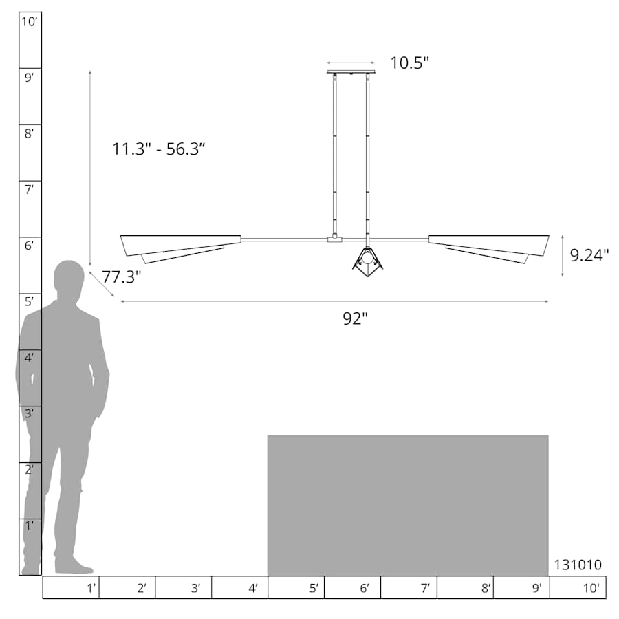 Hubbardton Forge Vertex 4 Light 92" Wide Linear Pendant