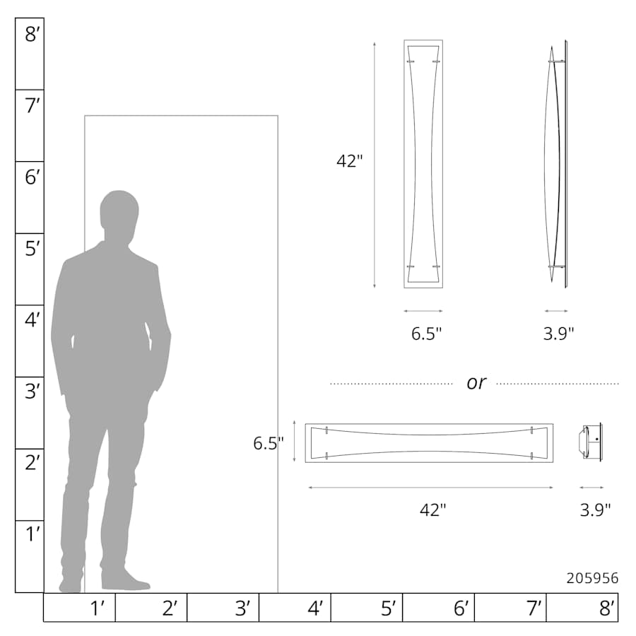 Hubbardton Forge Bento 42" Tall LED Wall Sconce