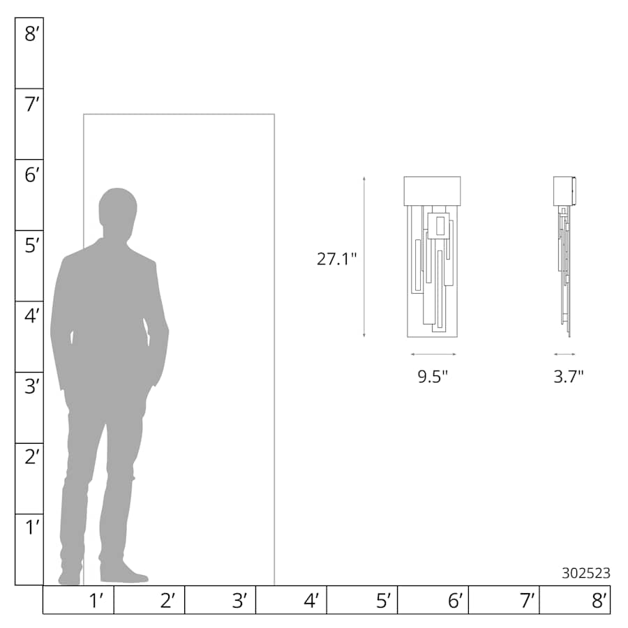 Hubbardton Forge Collage 27" Tall LED Outdoor Wall Sconce