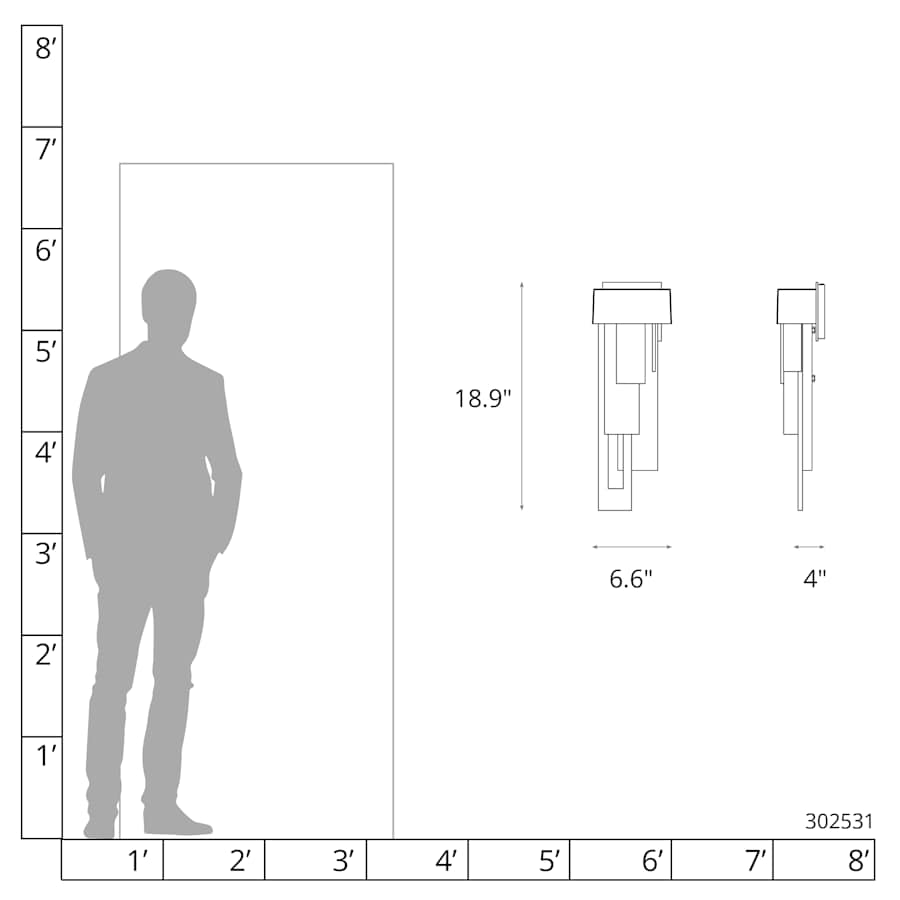 Hubbardton Forge Rainfall 19" Tall LED Outdoor Wall Sconce