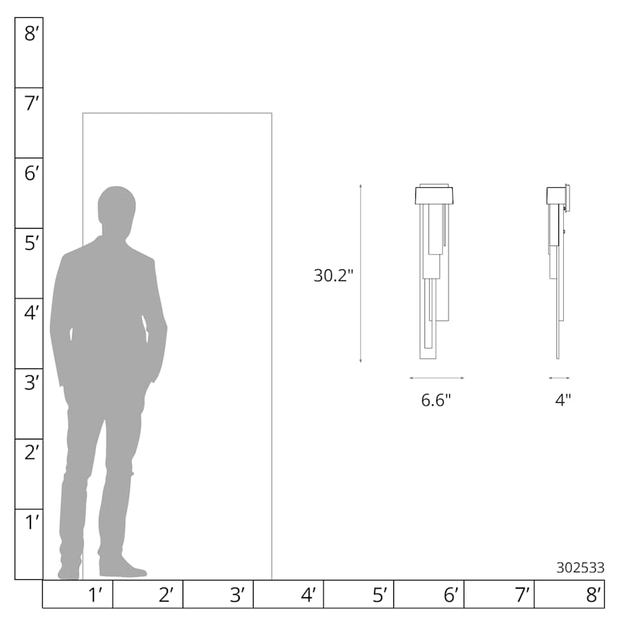 Hubbardton Forge Rainfall 31" Tall LED Outdoor Wall Sconce