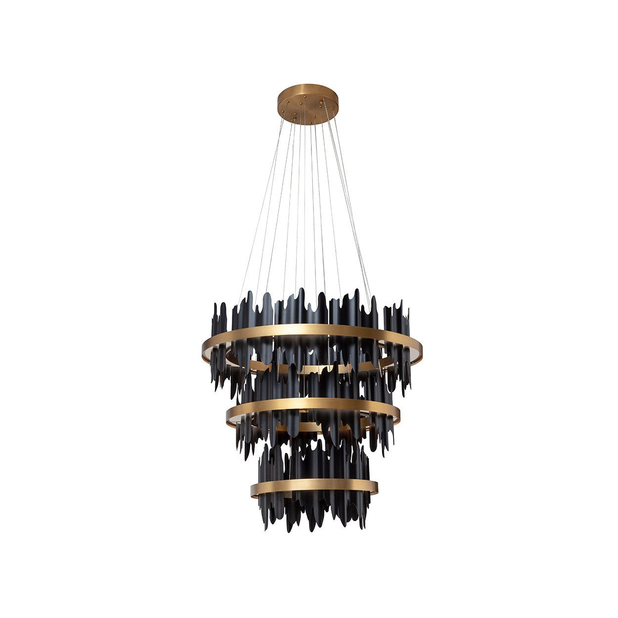 Icarus Sculptural Black and Gold Chandelier / Large